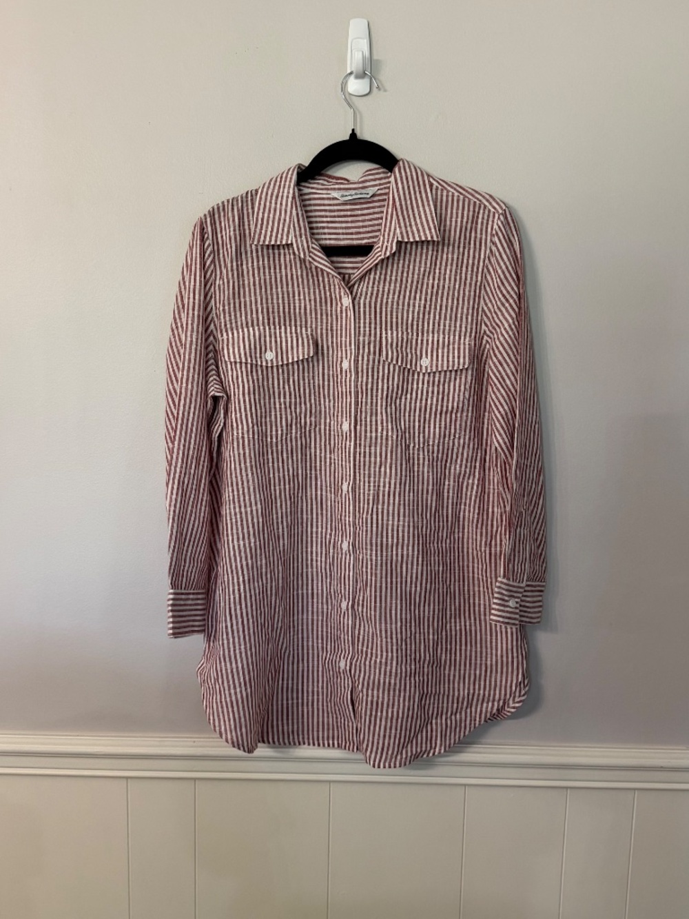 Tommy Bahama Women’s Shoreline Boyfriend Striped Shirt Swim Cover-Up GUC - Picture 2 of 6